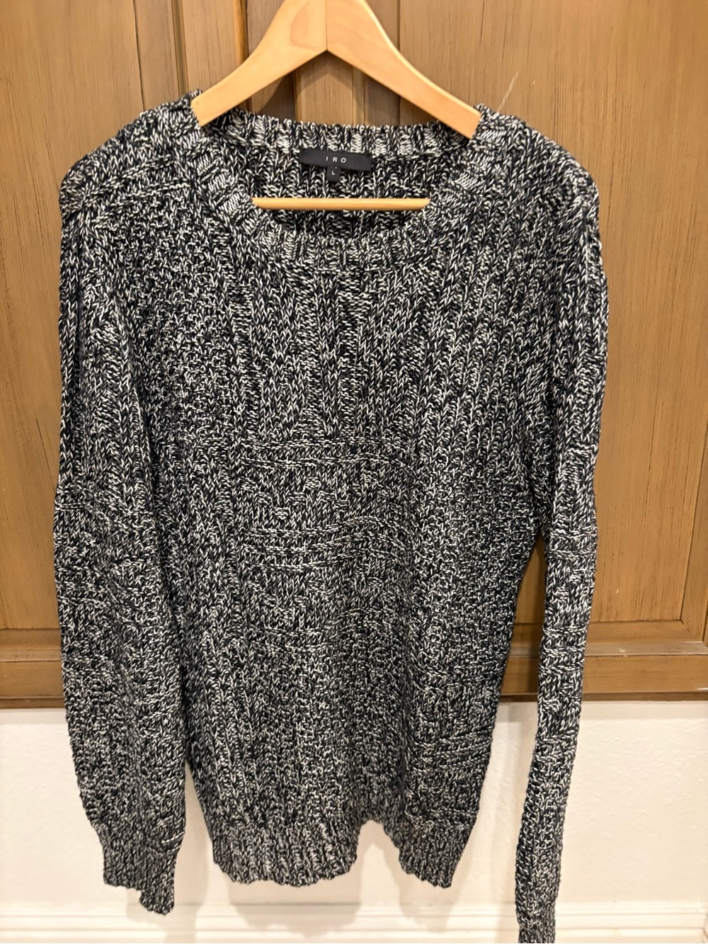 IRO Black & White Marled Crewneck Sweater